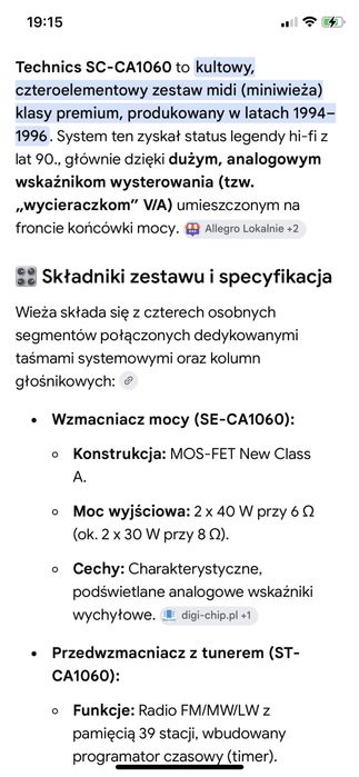 Technics + kolumny pilot CA 1060
