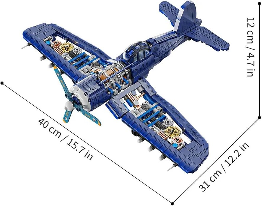 Klocki samolot mechaniczny Cyborg Aircraft WWII replika nowy 867 szt.