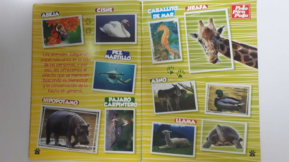 Caderneta de cromos pelo, pico, pata - Completa