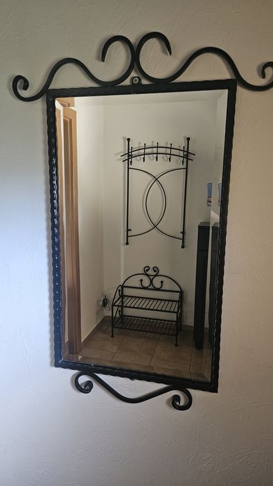 Lustro, wieszak siedzisko metalowe kute