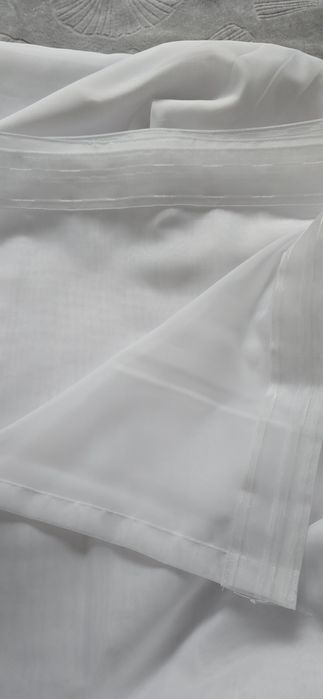 NOWE Firanki Szyte na Miarę - Białe Gładkie Woal / Markizeta (2 sztuki