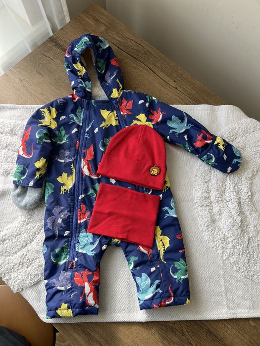 Набір дитячий комбінезон на флісі 9-12 м 74-80 р + шапка і шарф