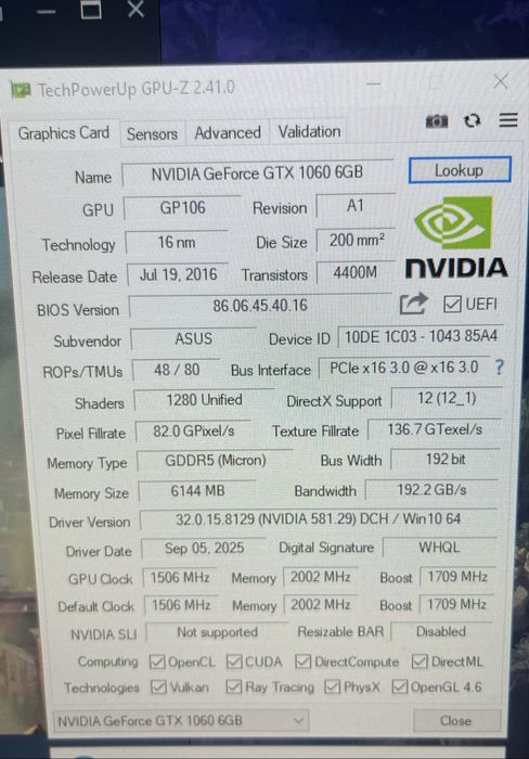 Grafica Nvidia Gtx 1060 6gb Asus Strix