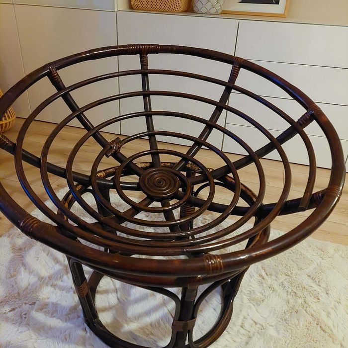 Fotel rattanowy z grubą poduszką – średnica 80 cm