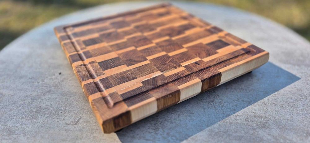 Deska sztorcowa premium dąb/klon 34,5x32x3,5 cm ręcznie robiona