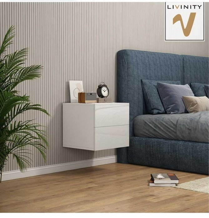 Livinity Sofie Szafka nocna stolik 49,6 x 45 cm (biały wysoki połysk)