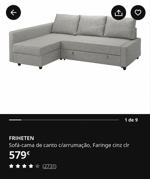 Sofa ikea - FRIHETEN modelo semelhante