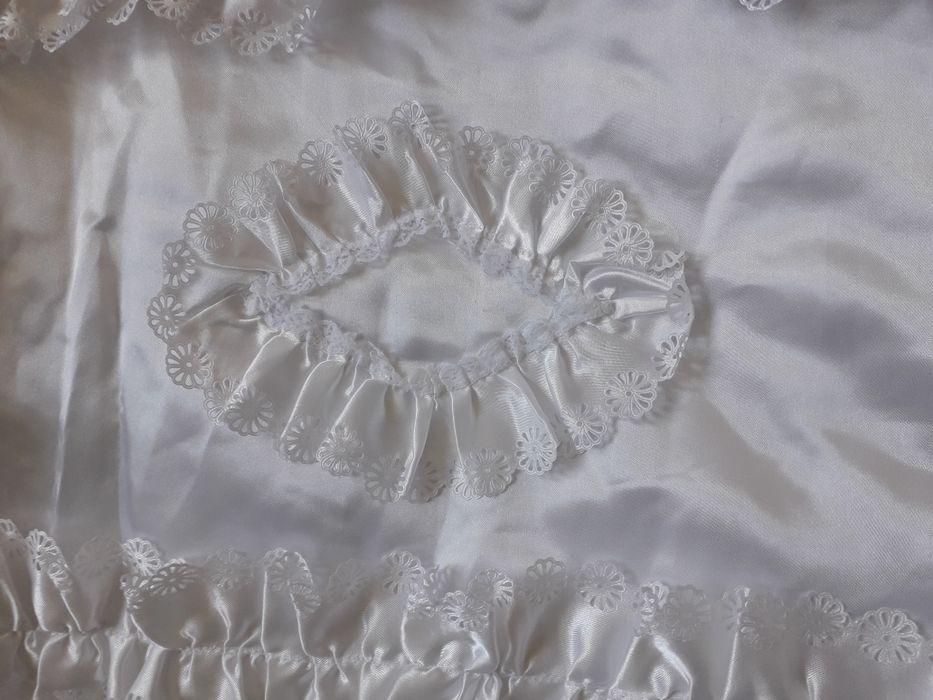 Becik śpiworek spiwor niemowlęcy do chrztu bialy PRL