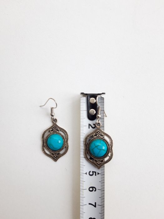 2 pares de brincos étnicos (vermelho + azul turquesa) - NOVOS