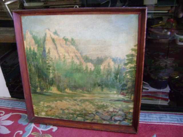 Starocie z PRL Obraz olejny na płycie W Dolinie Chochołowskiej 1974r.