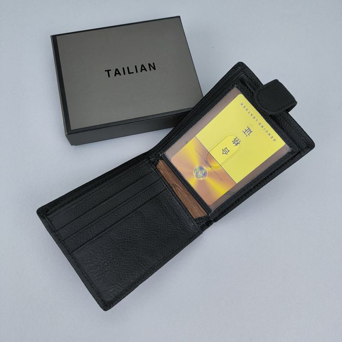 Гаманець чоловічий Tailian кошелек мужской кожаный маленький черный
