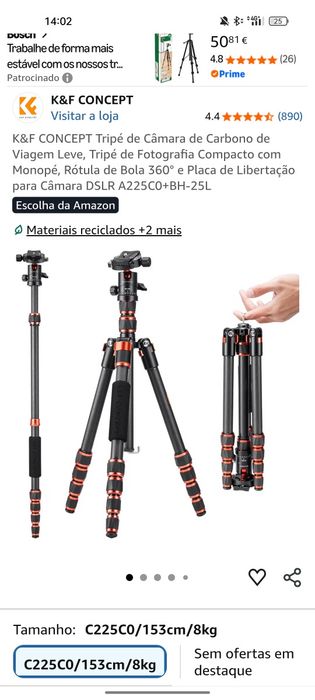 Tripé profissional de carbono