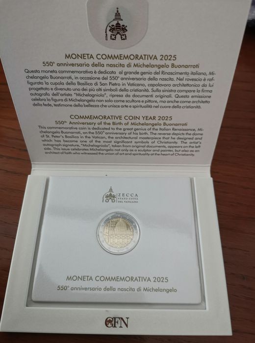 Vaticano 2025 - Moeda comemorativa de 2€ Michelangelo