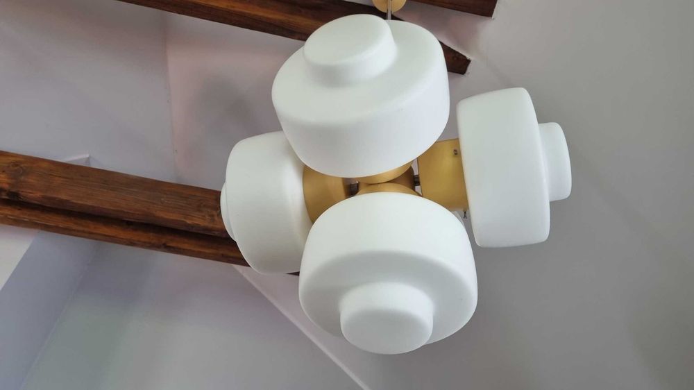 Lampa wisząca Space Age szkło opalowe J. Hůrka, Napako Czechosłowacja