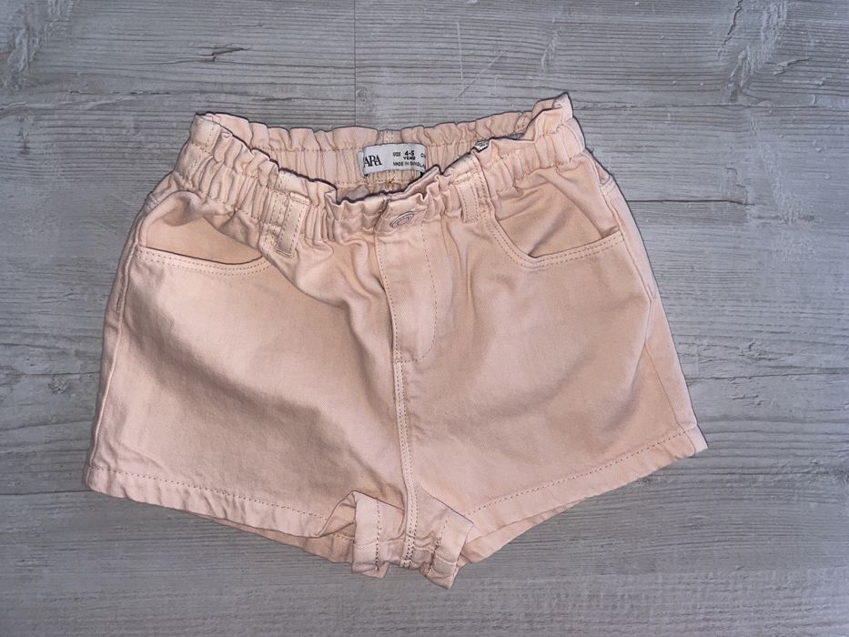 Krótkie spodenki Zara jeans pudrowy róż 110