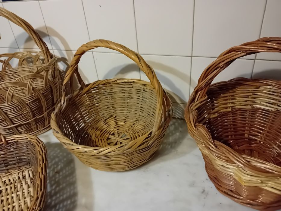Conjunto de 4 Cestas em Verga Antigas