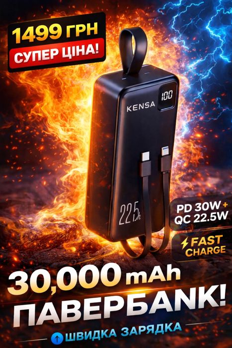 Продам павербанк KENSA 30000mAh 22.5w