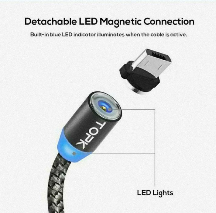 Магнитный кабель фирмы TOPK 1м, 2м