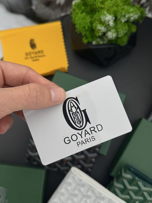 Кошелек Goyard мужской кожаный черный Гоярд гаманець чоловічий білий