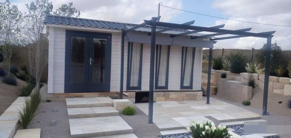 Cabana modular de madeira, escritório Exterior de 17,2 m2