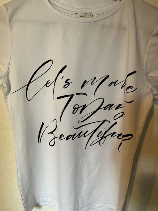 Nowy biały t-shirt L’AF 36