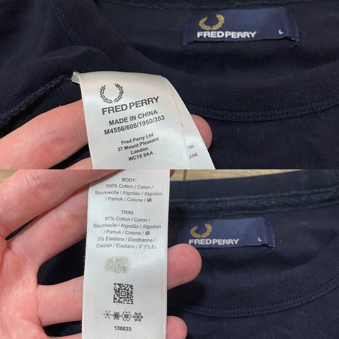 Кофта лонгслів світер Fred Perry темно синя чоловіча розмір Л L XL