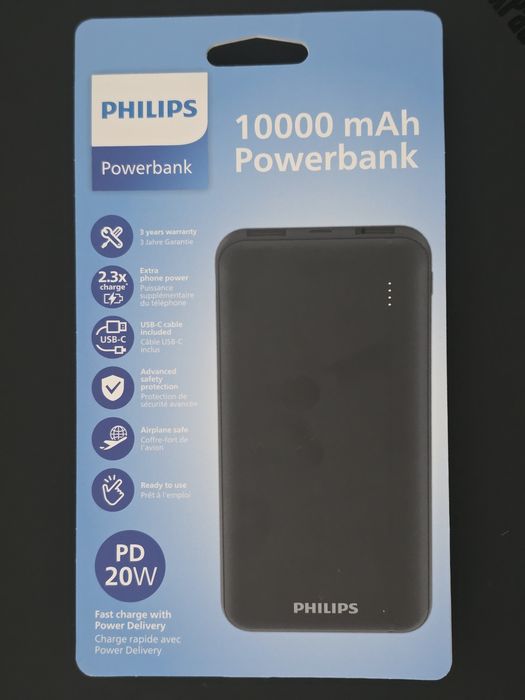 Powerbank Philips 10000 mAh PD 20W — Novo