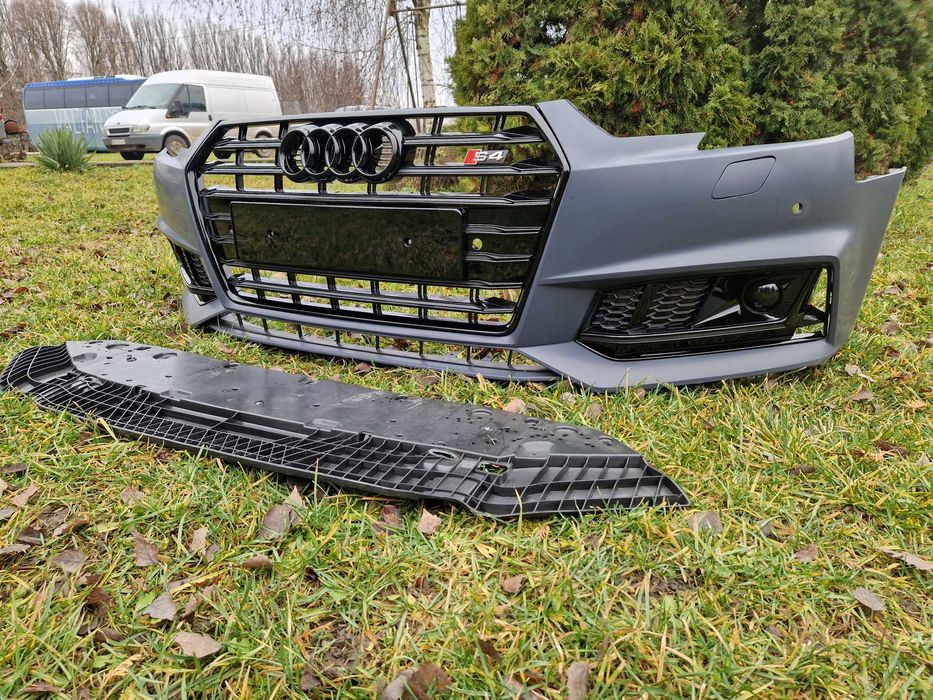 Передний бампер (стиль S4) под дистроник на Audi A4 B9 2015-2019год.