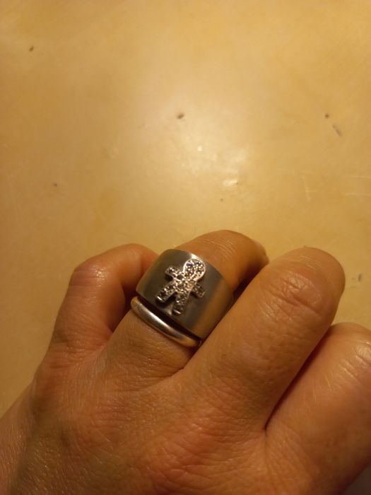 Novo preço! Anel e fio em prata menino com zirconias.