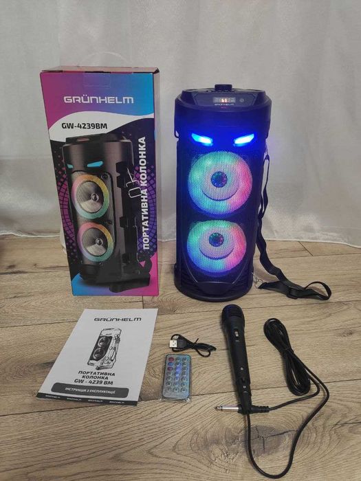 Блютуз колонка с караоке, вертикальная Bluetooth колонка с микрофоном