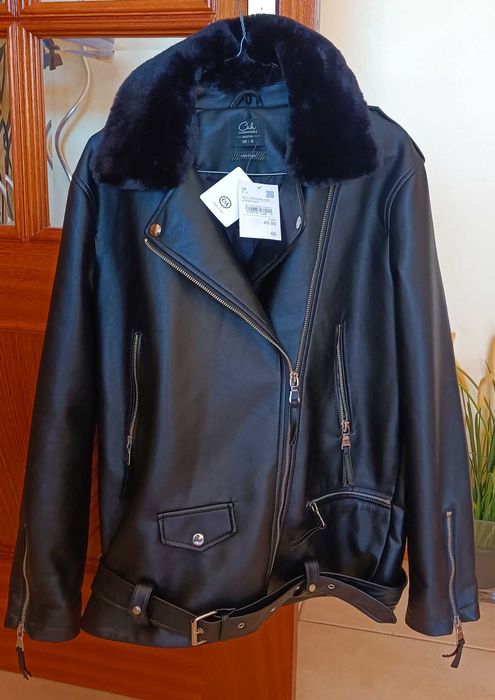 Casaco preto pele tamanho 38