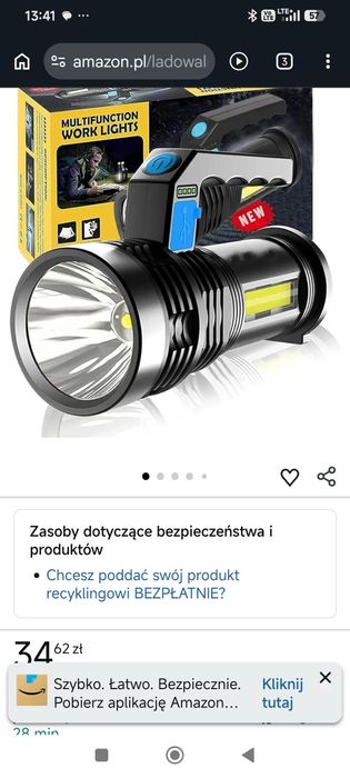 Latarka LED USB 4 funkcje