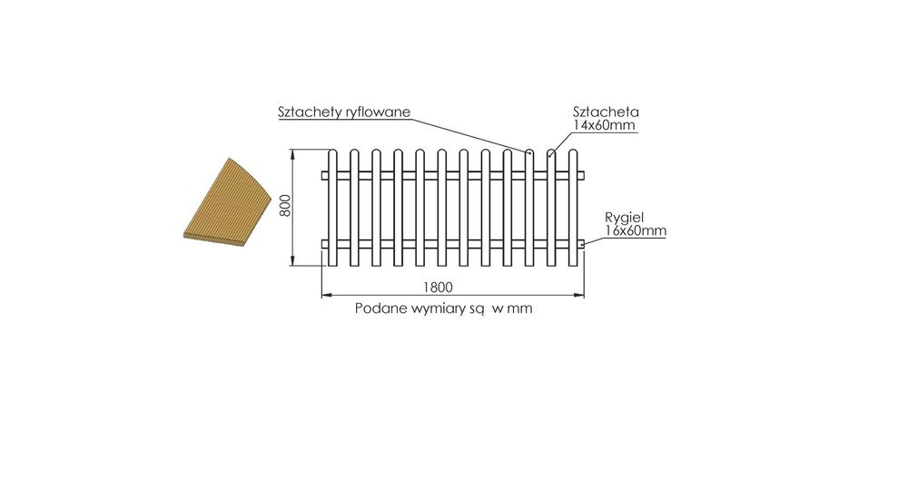 Płot sztachetowy ryflowany CANCAN 80x180