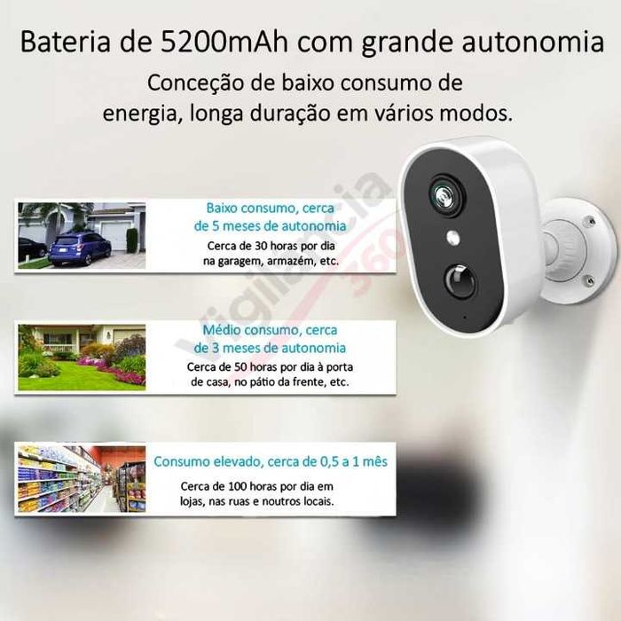 Câmara de Vigilância WiFi Sem Fios Bateria Full HD Visão Noturna NOVO