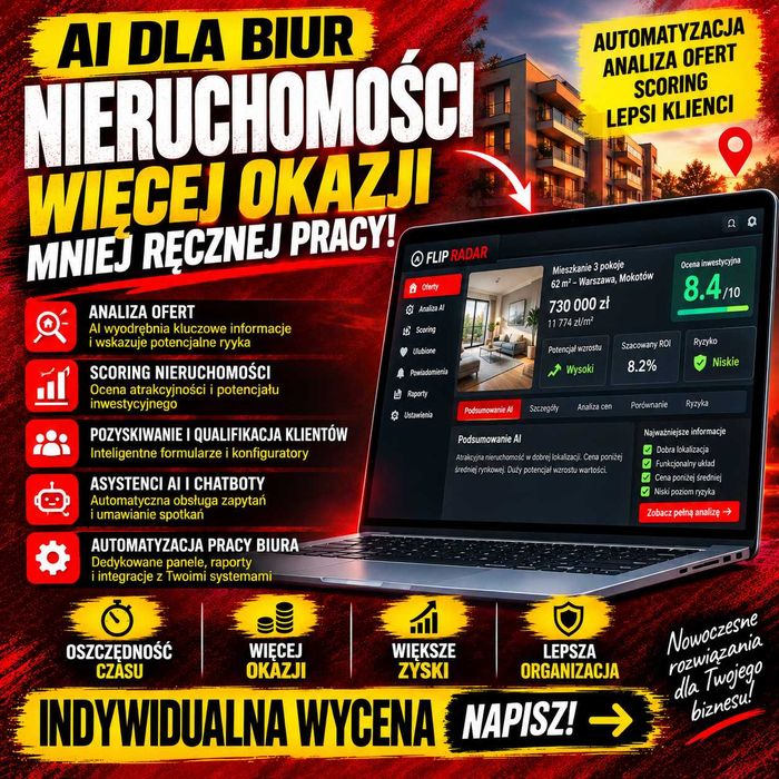 Aplikacje AI, chatbot, leady – automatyzacja dla firmy i biuro nieruchomości