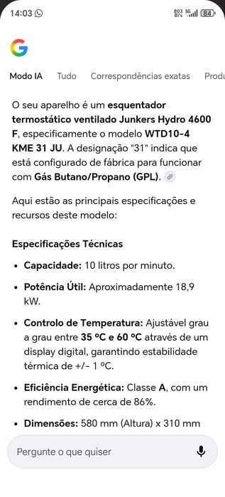 Esquentador usado 10 lt