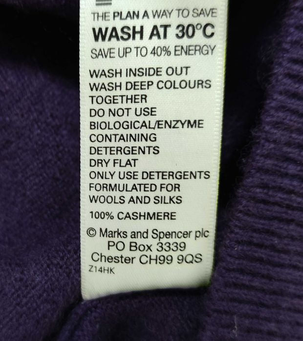 Męski Sweter Kamizelka Kaszmirowa Fiolet Marks & Spencer |R. XXL