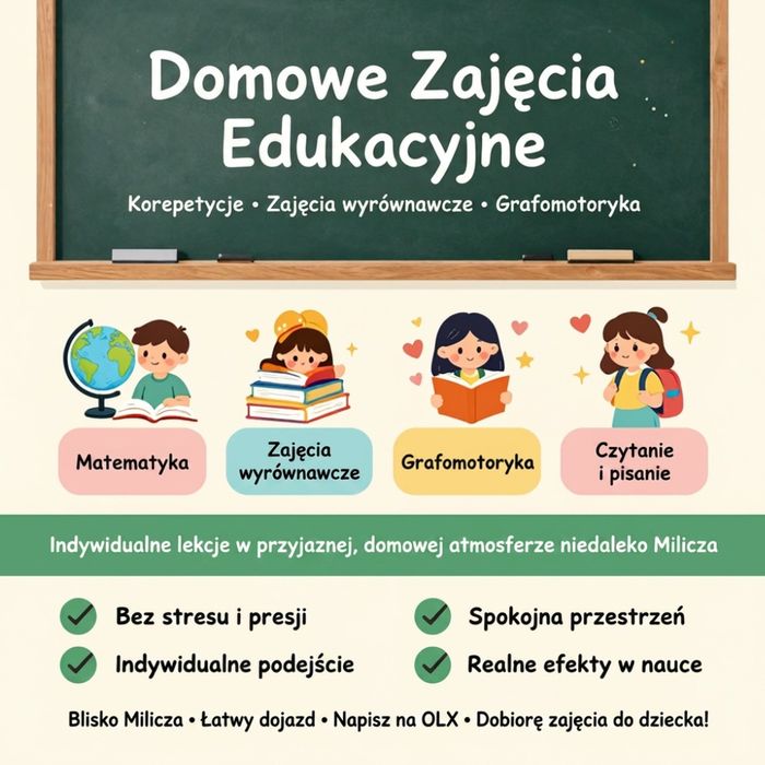 Matematyka • Zajęcia wyrównawcze • Grafomotoryka • Czytanie i pisanie