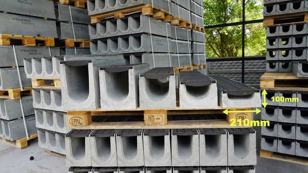 Kanał Odwodnienie Liniowe 21x10cm 1m 40ton Korytko Beton Ruszt Żeliwo