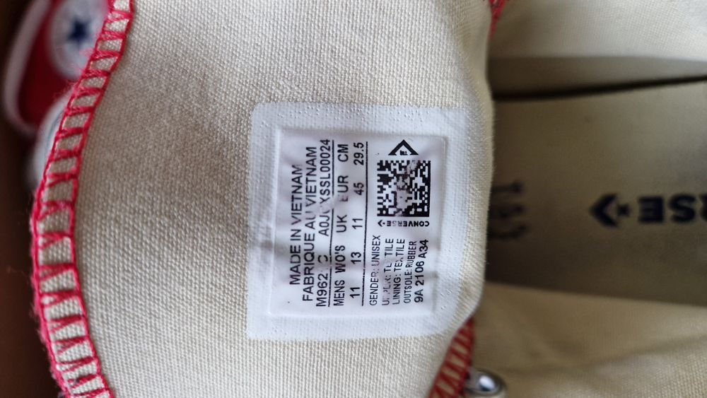 trampki Converse All Star czerwone 45 (za kostkę)