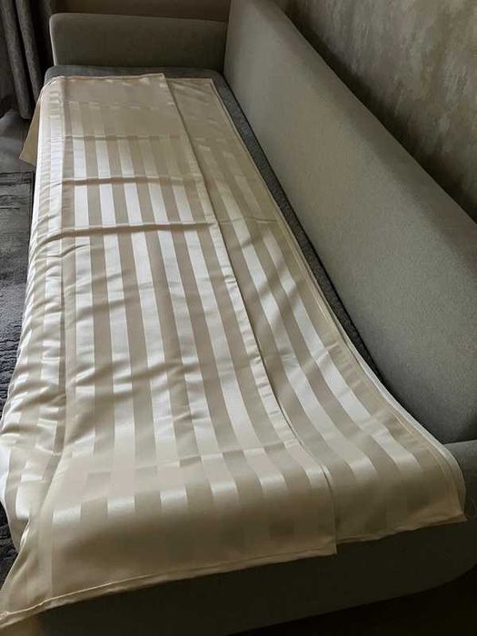 Zasłony, tkanina/materiał, kremowe pasy 160x200 cm – 2 sztuki