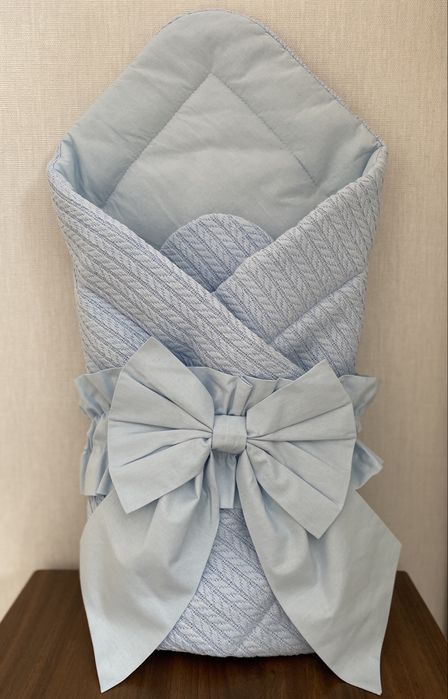 Теплий плед - конверт на виписку з бантом та кокосовою вкладкою