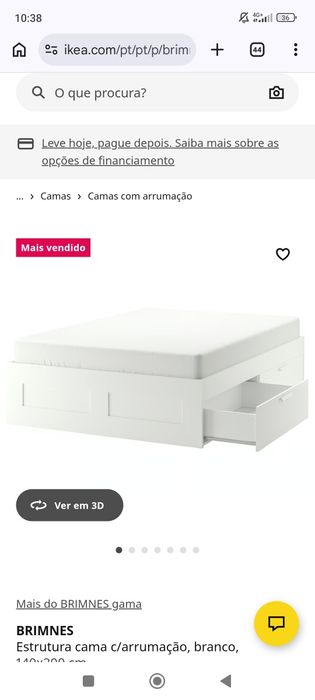 Cama + cabeceira Brimmes Ikea + colchão