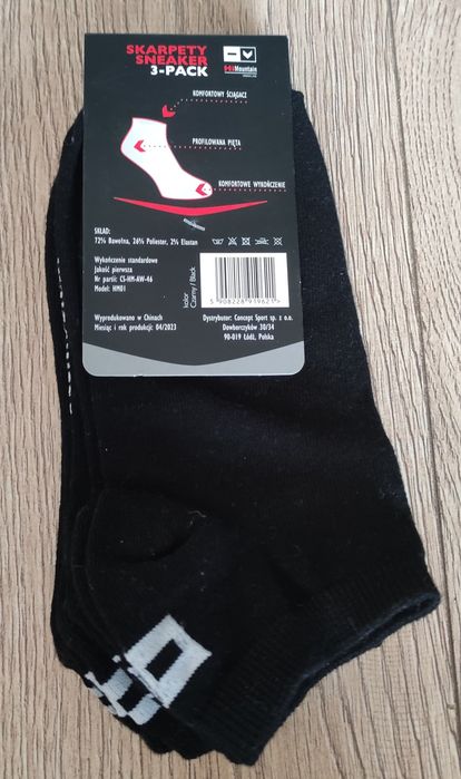 Skarpetki damskie HiMountain sneaker 3 pary czarne 36-39 nowe