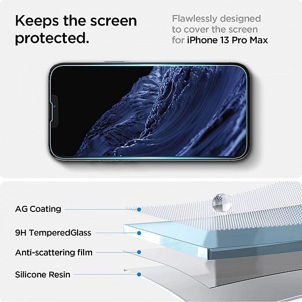 Szkło hartowane Spigen Glas.tR Ez Fit na iPhone 13 / 13 Pro / 14