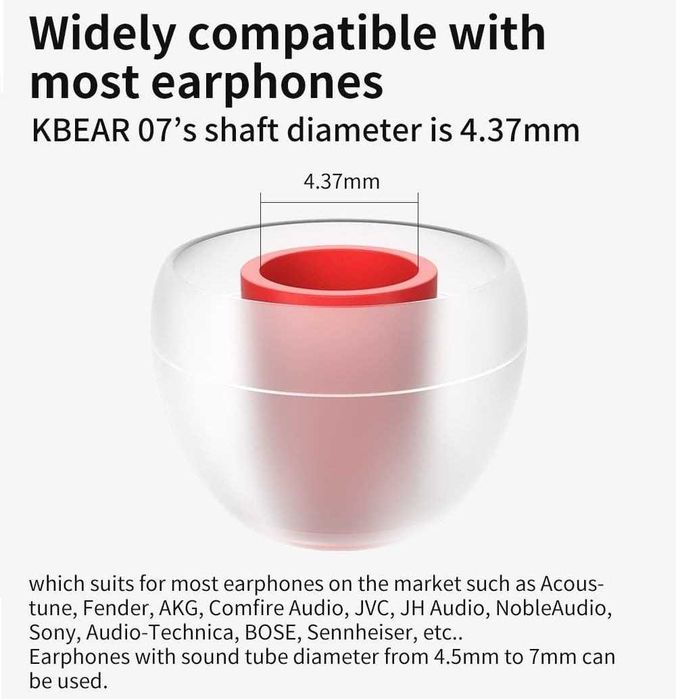 ‼️ Kbear 07 (5 пар) - нейтральные амбушюры для IEM, TWS наушников