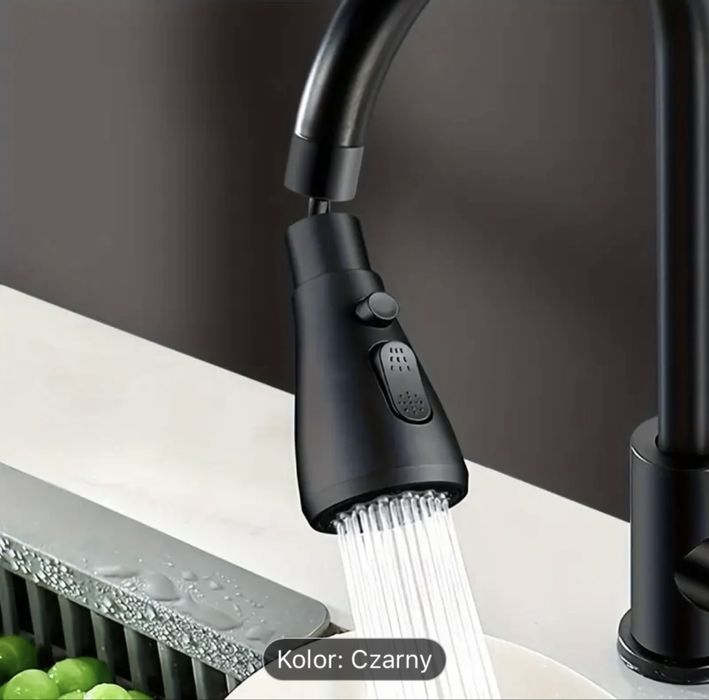 Przedłużacz Kranu Kuchennego AERATOR PERLATOR 3 FUNKCJE 360° CZARNY