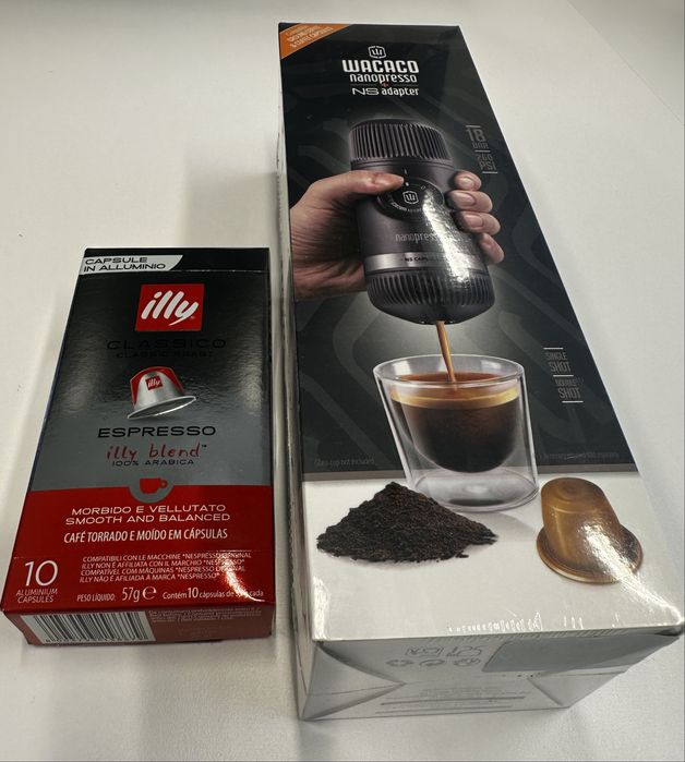 Przenośny ekspres do kawy + adapter do kapsułek