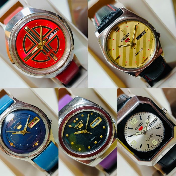 5 x zegarek Seiko 5 automatyczny automat vintage