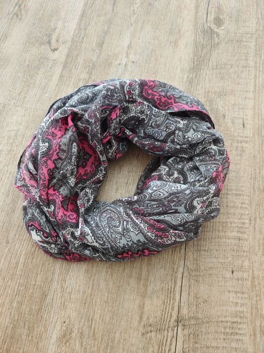 Szalik komin różowo szary